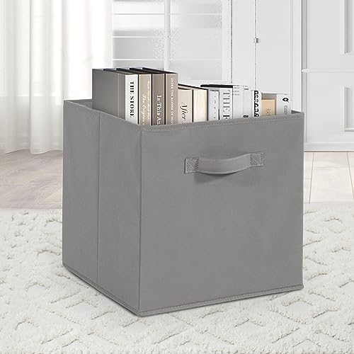 11x11 Storage Bins, Set of 3 Storage Cubes, Collapsible Cube Storage Box, Fabric Closet Organizers with Handles for Home, Office, Closet Shelf Cabinet, Bookcase, Grey - Image 4
