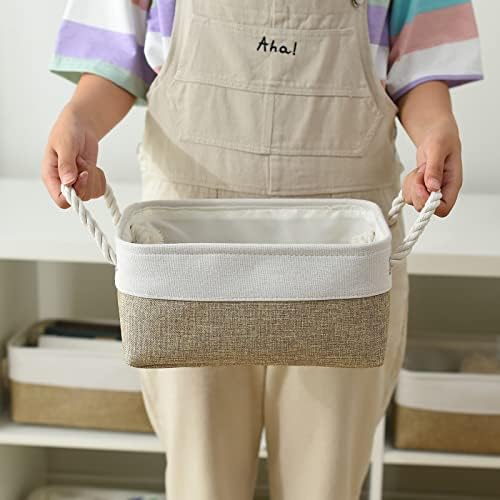 Small Storage Baskets for shelves,Fabric Storage Baskets for closet,rectangular Collapsible baskets for organizing clothes,books,gifts - Image 2