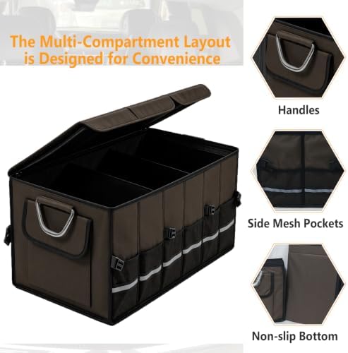 Trunk Organizer With Lid For SUV Car Trunk Foldable Oxford Storage - Image 3