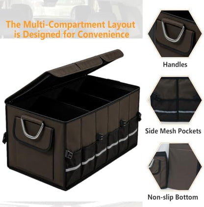 Trunk Organizer With Lid For SUV Car Trunk Foldable Oxford Storage - Image 3