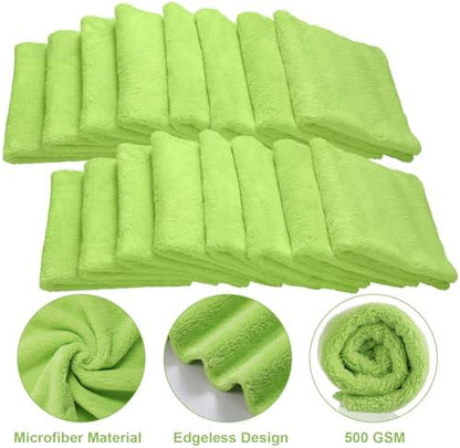 Shimeyao 30 Pcs 16 x 16 Inch Edgeless Microfiber Plush Towels for Cars Detailing Drying Wash Polishing Absorbent Cleaning Cloths, 500 GSM(Green) - Image 3