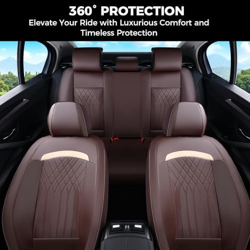FLORICH Front Car Seat Covers, Leather Seat Covers for Cars, Car Seat Protector Waterproof Breathable, Universal Automotive Seat Covers, Front Car Seat Cover Fit for Most Sedans SUV Pick-up Truck - Image 6