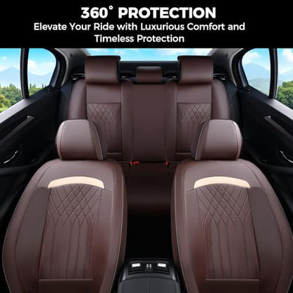 FLORICH Front Car Seat Covers, Leather Seat Covers for Cars, Car Seat Protector Waterproof Breathable, Universal Automotive Seat Covers, Front Car Seat Cover Fit for Most Sedans SUV Pick-up Truck - Image 6