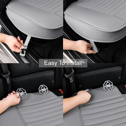 Back Seat Covers, Rear Seat Cushions, Auto Bench Protector with Breathable PU Leather and Non-Slip Bottom Universal for 4 Season (Gray, 61" x 20. 5") - Image 4