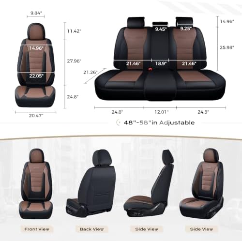 Coverado Car Seat Covers Full Set, Nappa Leather Seat Covers for Cars, Car Seat Protector Car Seat Cushion, Front and Back Seat Protectors Cushions Universal Fit for Most Cars Vehicles(Black&Coffee) - Image 6