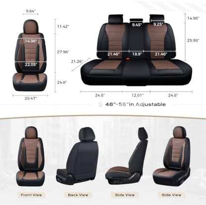 Coverado Car Seat Covers Full Set, Nappa Leather Seat Covers for Cars, Car Seat Protector Car Seat Cushion, Front and Back Seat Protectors Cushions Universal Fit for Most Cars Vehicles(Black&Coffee) - Image 6