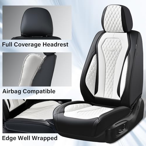 Coverado Seat Covers 2 Pack, Car Seat Covers Front Seats, White Car Seat Cover, Waterproof Car Seat Covers, Car Seat Cushion, Front Leather Seat Protector Fit for Most Cars - Image 2