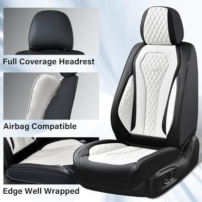 Coverado Seat Covers 2 Pack, Car Seat Covers Front Seats, White Car Seat Cover, Waterproof Car Seat Covers, Car Seat Cushion, Front Leather Seat Protector Fit for Most Cars - Image 2