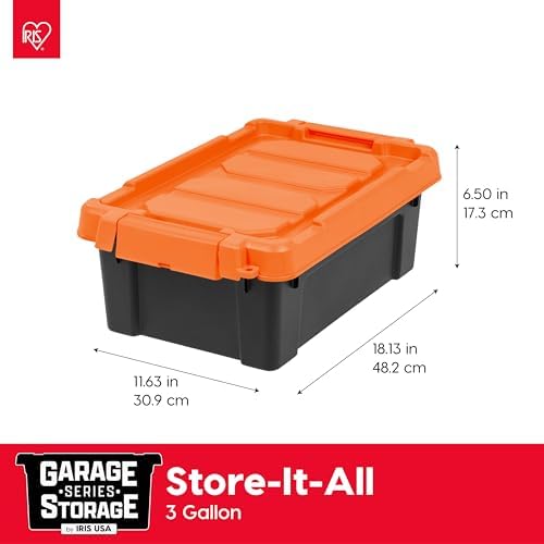 IRIS USA 5-Pack 3 Gal Heavy Duty Lockable Storage Totes with lids, Orange - Image 2