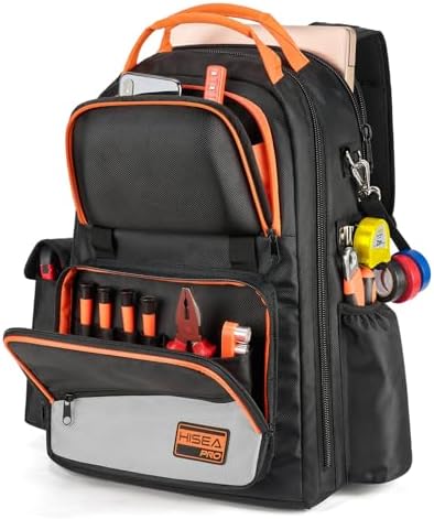 HISEA Tool Backpack, 18-Inch Heavy Duty Tool Bag Organizer with 37 Pockets by HISEA