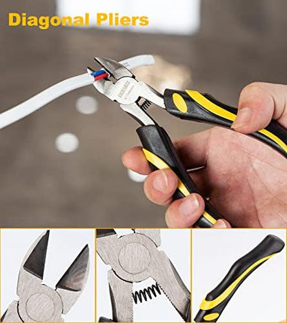 DOWELL Pliers Set: 5-Piece Kit with Groove Joint, Adjustable Wrench, Combination & Long Nose Pliers - Image 5