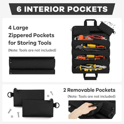 ANILD 15.5 Inch Large Long Tool Bag Roll Up, Roll Up Tool Bag Organizer - Image 3