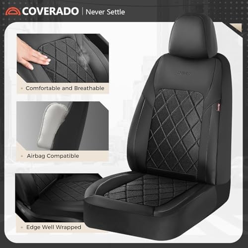Coverado Car Seat Covers, Front Seat Covers, 2 Front Automotive Seat Cover, Mesh Breathable Seat Protectors, Universal Fit for Most Cars - Image 2