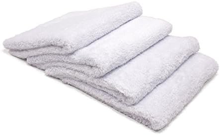 Autofiber Korean Plush Premium Edgeless Microfiber Detailing Towels - Pack of 4, White (16 inch x 16 inch) by Autofiber