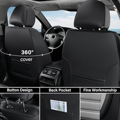 Coverado Waterproof Nappa Leather Car Seat Covers, Automotive Seat Covers，Front Car Seat Cushion & Car Seat Protector, Seat Covers Universal Fit for Most Cars, SUVs,Trucks,Black&Gray - Image 2