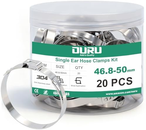 OURU 46.8-50mm Single Ear Hose Clamps, 20PCS, 304 Stainless Steel by OURU