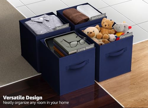 Sorbus Fabric Storage Cubes, 6-Pack Foldable Bins (11 Inch, Navy Blue) - Image 5