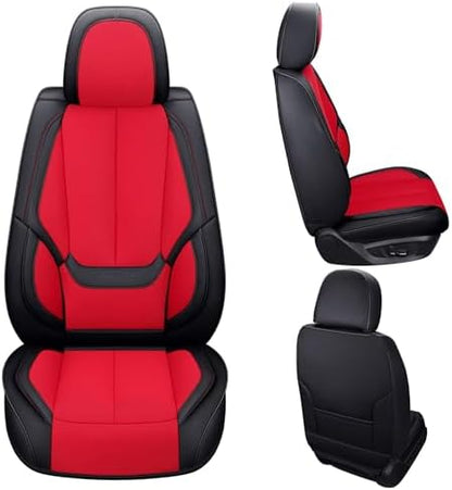 Coverado Front Seat Covers, Universal Seat Covers for Cars, Breathable Leather Car Seat Protector, Front Car Seat Covers, Seat Covers Waterproof, Driver Seat Cover Fit for Most Cars, BlackRed - Image 5