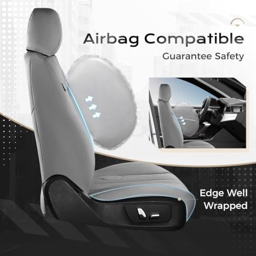 Coverado Car Seat Covers Full Set, Seat Covers for Cars, Front Seat Covers and Back Seat Cover Waterproof Leather Automotive Seat Cover, Universal Car Interior Protectors Cushion for Most Cars - Image 4