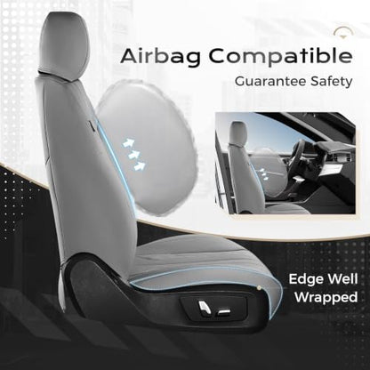 Coverado Car Seat Covers Full Set, Seat Covers for Cars, Front Seat Covers and Back Seat Cover Waterproof Leather Automotive Seat Cover, Universal Car Interior Protectors Cushion for Most Cars - Image 4
