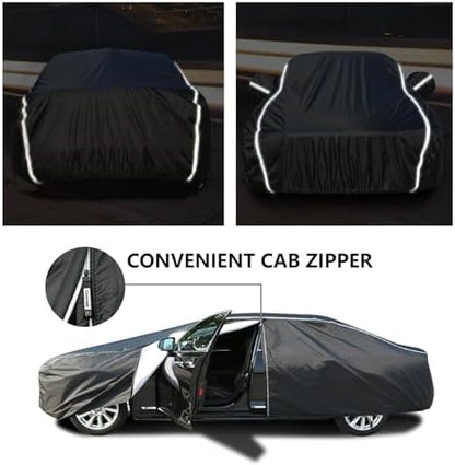 Tecoom Car Cover Waterproof All Weather, Car Covers for Automobiles with Zipper Door, Cotton Backing, Windproof Sun UV Hail Protector, Universal Fit for Sedan (201"-210") - Image 3