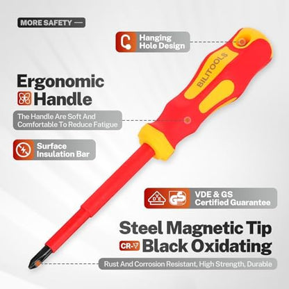 BILITOOLS 9-Piece 1000V Insulated Screwdriver Set with Magnetic Tips - Image 4