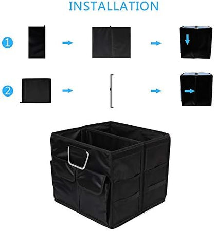 Car Trunk Organizer Collapsible Portable Multi Compartments Organizer with Non Slip Straps for SUV Truck Auto Vehicle Car Auto Minivan (Small without cover, Black) - Image 4