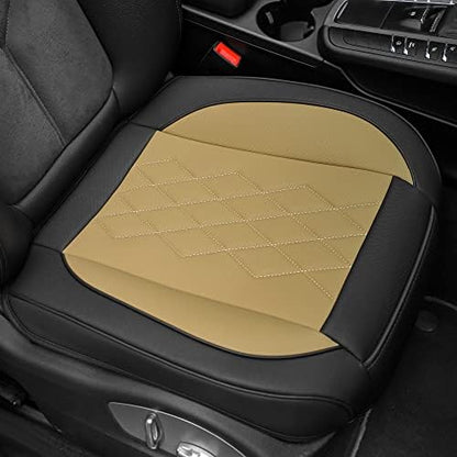 JOJOBAY 2pack Leather Car Seat Cover,Bottom Seat Covers for Cars,Front Seat Protector,Fit for 95% of Vehicles - Padded,Anti-Slip,Premium Leather(2 PCS,Beige) - Image 3