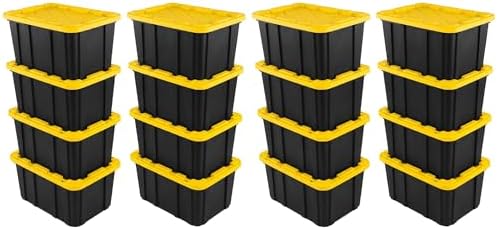 Sterilite Industrial Storage Tote with Lids for Garage, 27 Gallon, 16-Pack by Sterilite
