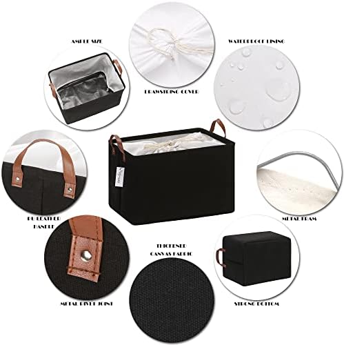 Hinwo 31L Large Canvas Storage Bin with Lid and Handles - Image 4