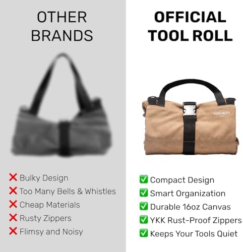 Official Legacy Tool Roll Bag, 5-Pocket, 20 x 12 in, ArmyGreen, Made in USA - Image 4