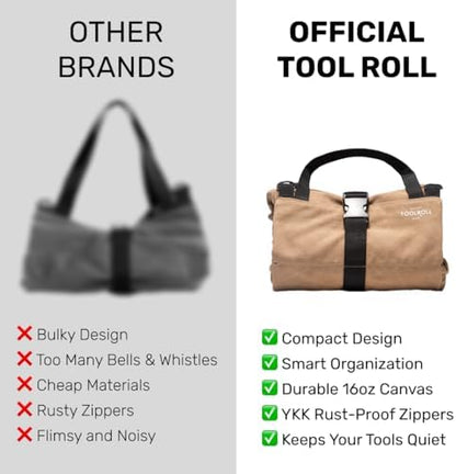 Official Legacy Tool Roll Bag, 5-Pocket, 20 x 12 in, ArmyGreen, Made in USA - Image 4