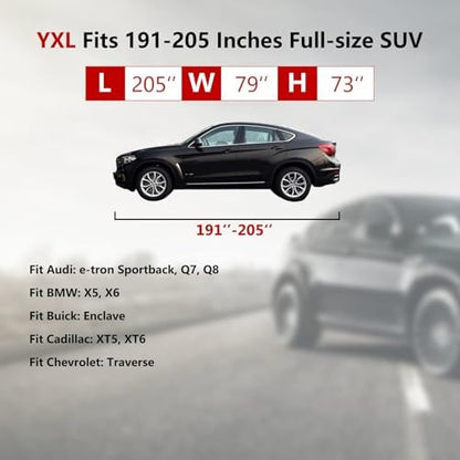 Tecoom SUV Car Cover Waterproof All Weather, Hail Protector for Automobiles w/Zipper Door, Cotton Backing UV Protection Car Covers Outdoor Indoor, Snowproof Universal Car Tarp Fit for 191"-205" SUV - Image 6