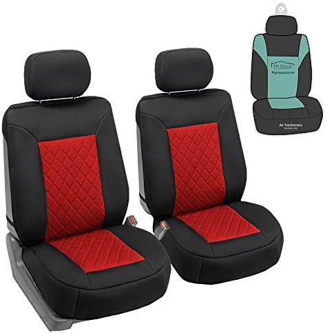 FH Group Car Seat Cover Cushion - 2 Pack Seat Covers for Cars Trucks SUV, Red Black Neosupreme Car Seat Cushions, Waterproof Car Seat Cover Cushion, Universal Fit Car Seat Protector by FHGroup