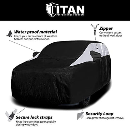 Titan Jet Black Poly 210T Car Cover for Large SUV 207-212" Waterproof, UV Protection, Scratch Resistant, Driver-Side Zippered Opening. Fits Escalade, Sequoia, Yukon and More. - Image 4