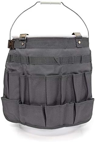 Estwing 28-Compartment 5-gallon Bucket Tool Organizer/Tool Bag, Durable Polyester, Heavy-Duty Steel Hangers, Zippered Pocket, 16 Open-top Pockets, 11 Tool Loops, Buckle Security Strap - Image 2