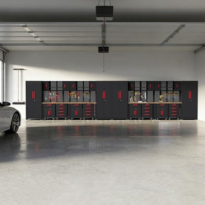 24Pcs Garage Cabinet Storage System, Heavy Duty Workshop Set, Red - Image 6