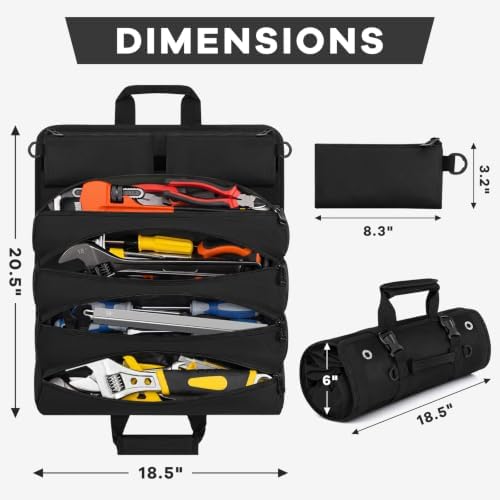 ANILD 18.5 Inch Extra Long Tool Bag Roll Up, Roll Up Tool Bag Organizer - Image 2