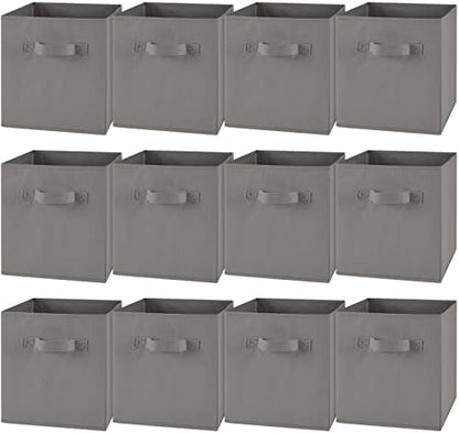 Yinder 12 Pcs Cube Storage Bin Grey 10.5''x10.5''x11'' Storage Bins for Playroom Decor Colorful Bins for Kids Foldable Baskets for Nursery Organizer Boxes Fabric Boxes by Yinder