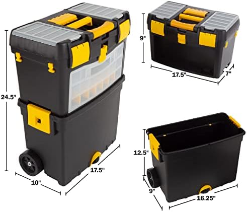 Rolling Tool Box with Wheels, Foldable Comfort Handle, and Removable Top – Toolbox Organizers and Storage by Stalwart - Image 3
