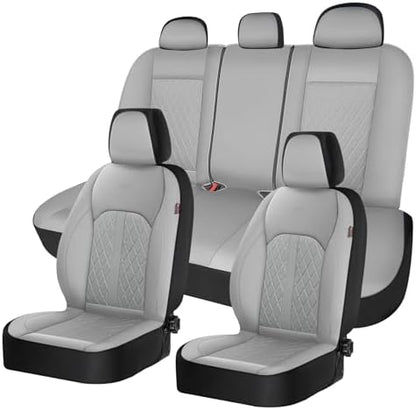 Coverado Universal Leather Seat Covers Full Set for 5 Seats – Waterproof, Durable All-Weather Protector for SUV, Pickup Truck, Sedan, Gray by COVERADOAUTO