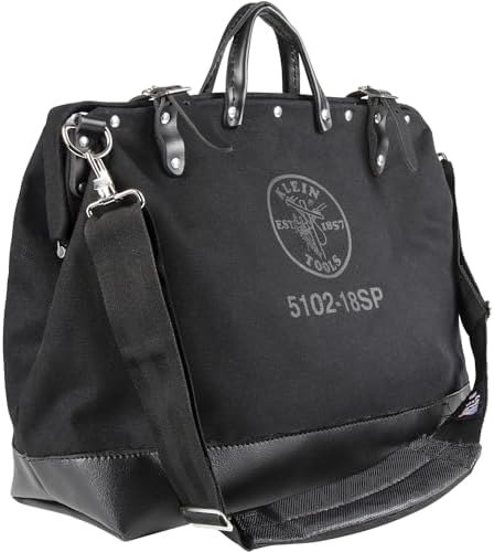 Klein Tools 510218SPBLK Tool Bag, Large 18-Inch Deluxe Canvas Tool Bag and Organizer with 13 Pockets and Shoulder Strap, Black by Unknown