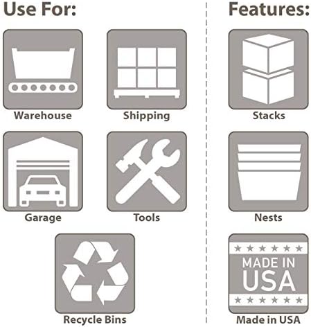 Akro-Mils 35240 Nest and Stack Plastic Storage Container and Distribution Tote, (23-1/2-Inch L x 15-1/2-Inch W x 12-Inch H), Gray, (3-Pack) - Image 4