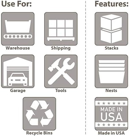 Akro-Mils 35240 Nest and Stack Plastic Storage Container and Distribution Tote, (23-1/2-Inch L x 15-1/2-Inch W x 12-Inch H), Gray, (3-Pack) - Image 4