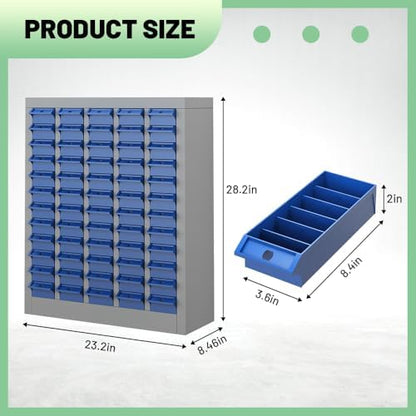 Yeeoy 60 Drawers Parts Cabinet, Nut and Bolt Storage Organizer, Grey - Image 3