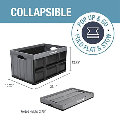 CleverMade Collapsible Storage Bins, 62L 3 Pack, 100 lb Stackable, Stone - Image 2