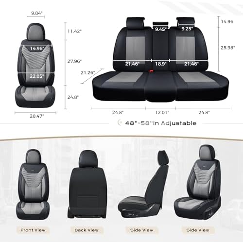 Coverado Car Seat Covers with Lumbar Support, Front Covers for Cars, Universal Automotive Seat Cover, Waterproof, Leather Car Seat Cushion, Interior Seat Protectors for Most Cars - Image 6