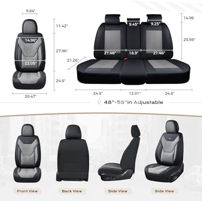 Coverado Car Seat Covers with Lumbar Support, Front Covers for Cars, Universal Automotive Seat Cover, Waterproof, Leather Car Seat Cushion, Interior Seat Protectors for Most Cars - Image 6