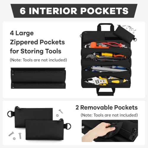 ANILD 18.5 Inch Extra Long Tool Bag Roll Up, Roll Up Tool Bag Organizer - Image 4