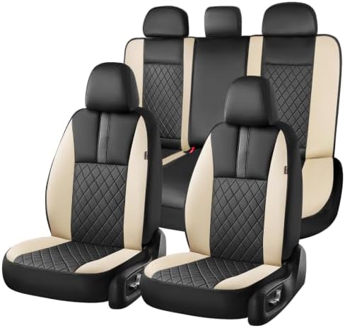 Coverado Car Seat Covers Full Set, Automotive Front and Rear Seat Covers with Backrest, Nappa Leather Car Seat Protectors Waterproof, Universal for Most Vehicles by COVERADOAUTO